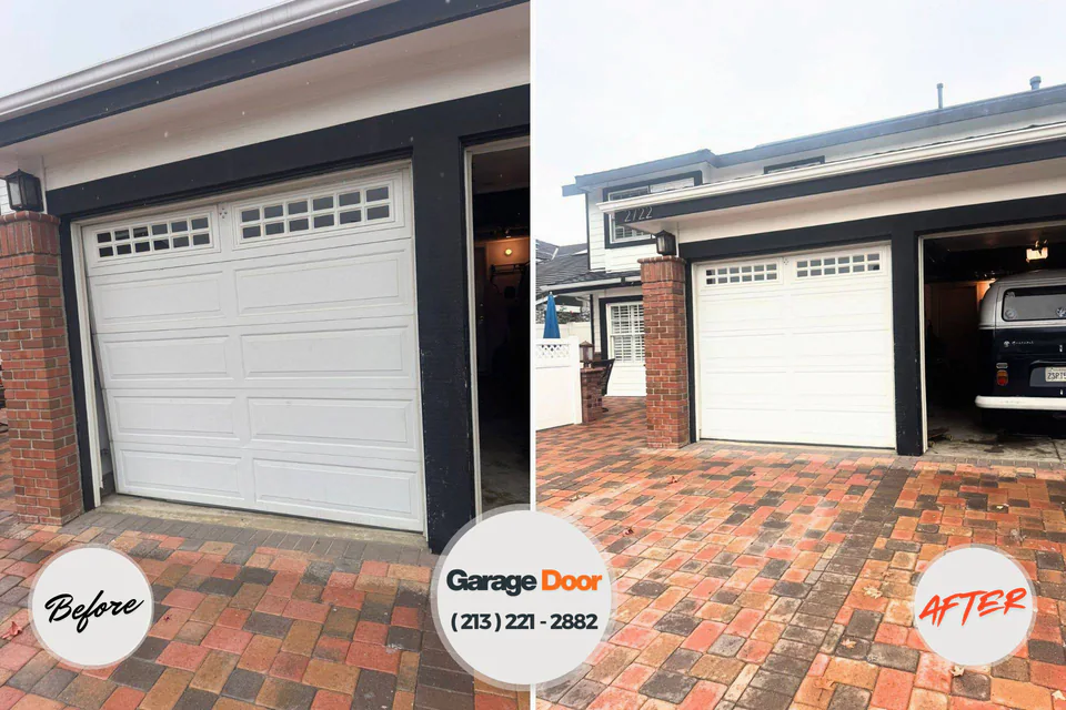 Before and after: garage door repair Hinton, WV